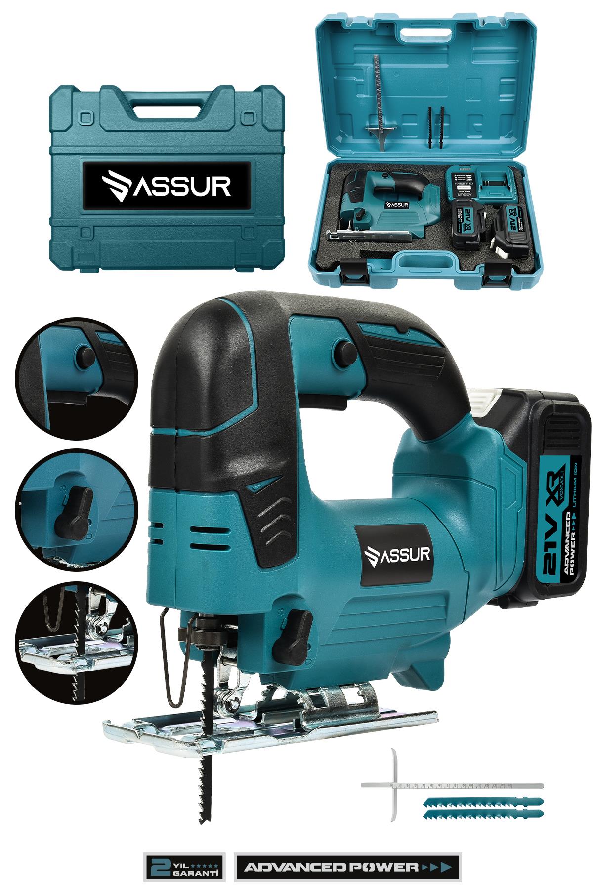 Assur Profesyonel 21V Çift Akülü Metal Şanzıman Dekupaj Testere Makinesi