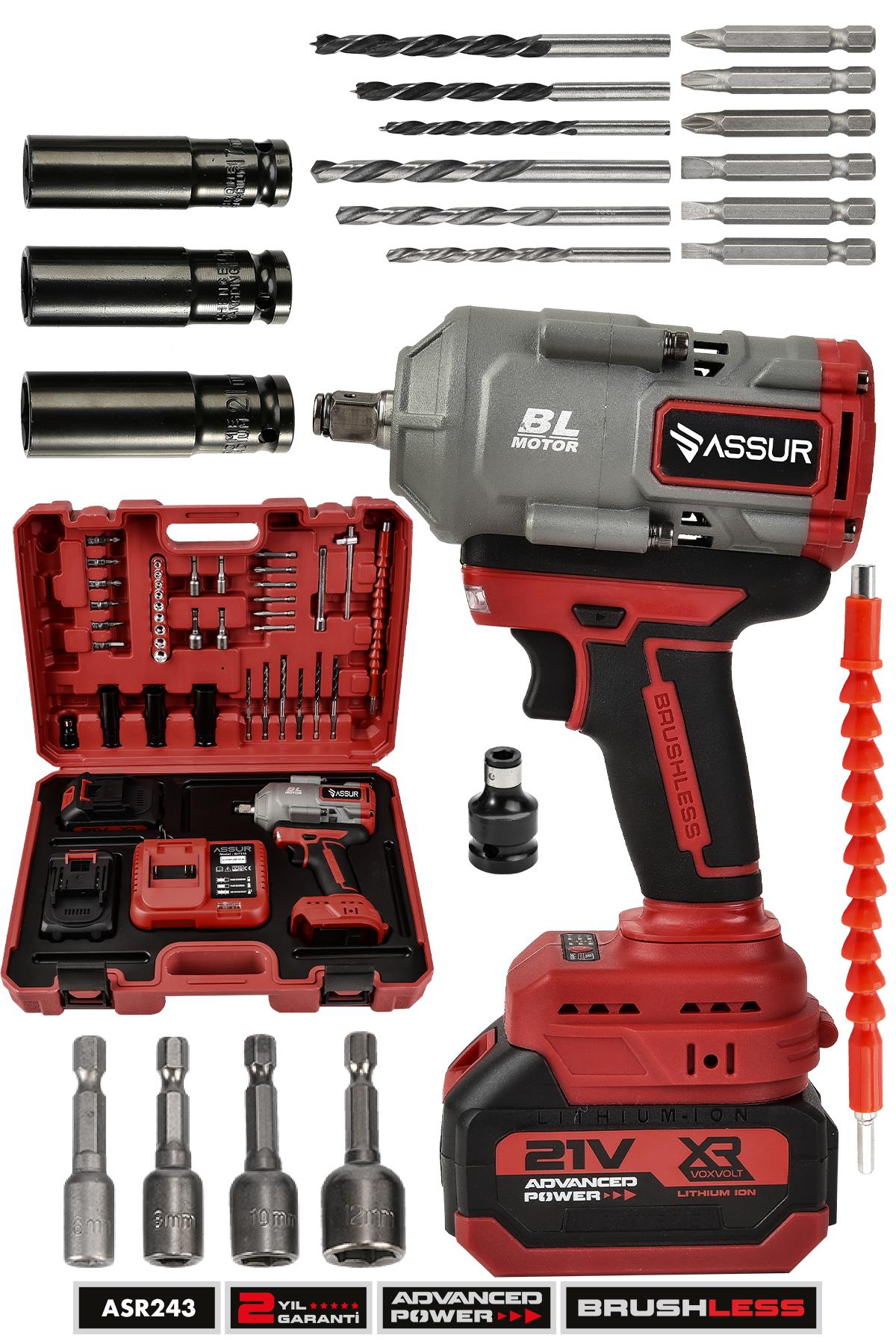 Assur 21V Çift Akülü Şarjlı Matkap 1100Nm Torklu Somun Sıkma Sökme