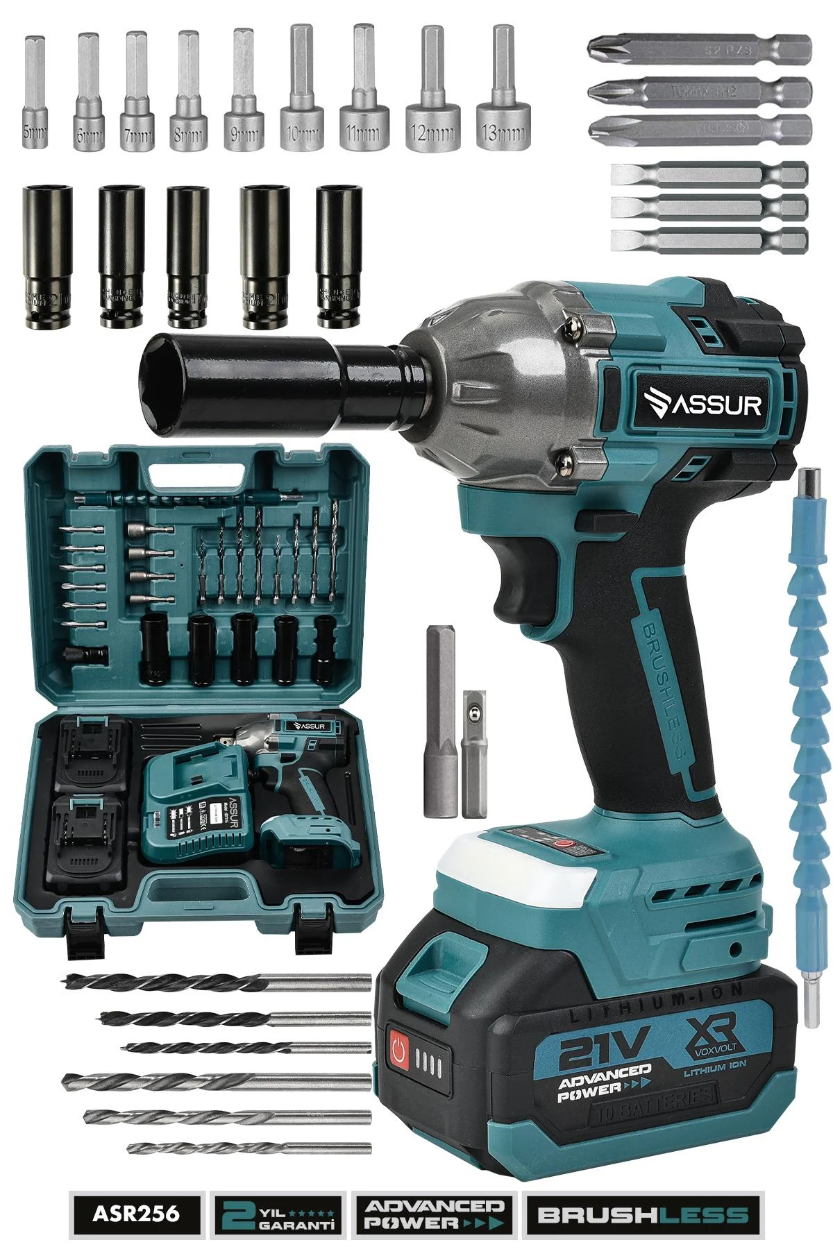 Assur Pro 21V Çift Akülü Kömürsüz Darbeli Matkap Somun Sıkma Sökme