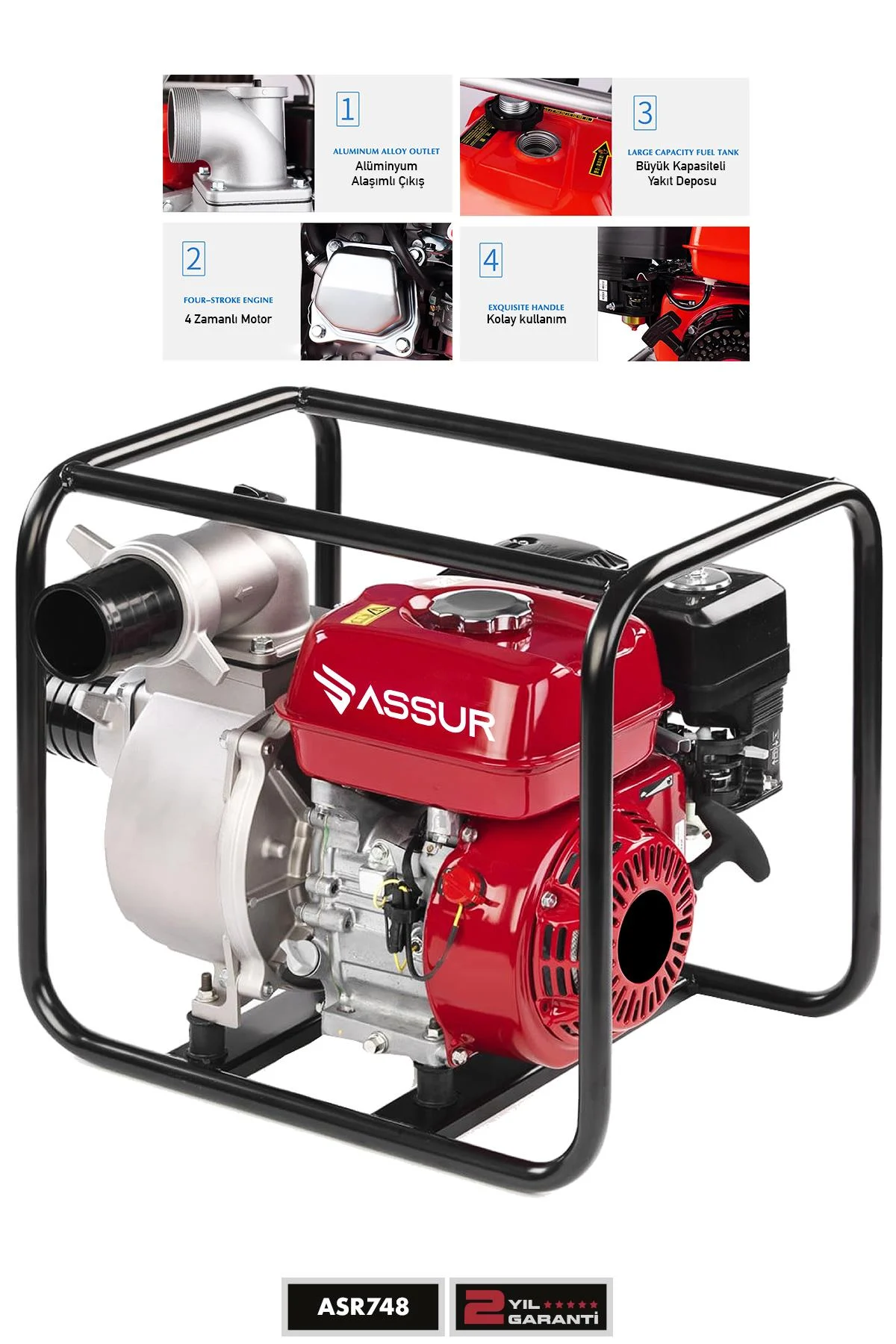 Assur Profesyonel 3 İnç Benzinli Su Pompası Motoru