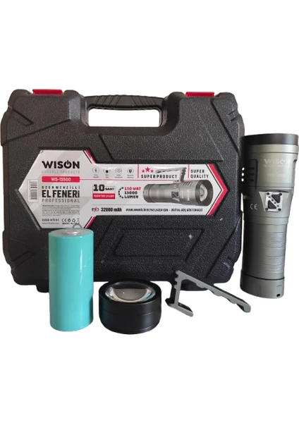WISON WS-15500 Super Güçlü 130WAT 13000 Lümen Uzun Menzilli Profesiyonel Elfeneri